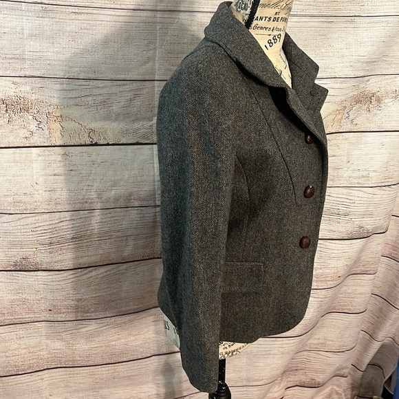 J Crew Factory Blazer Herringbone Gray Wool Blend Size 6 Lined - Picture 4 of 8